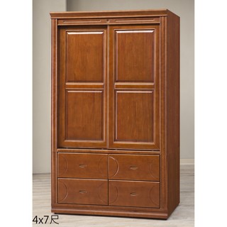 【全臺傢俱】AJ-24 蘇格蘭 檜木實木 4x7尺 / 5x7尺 / 6x7尺 / 7x7拉門衣櫃 推門衣櫥 臺灣製作