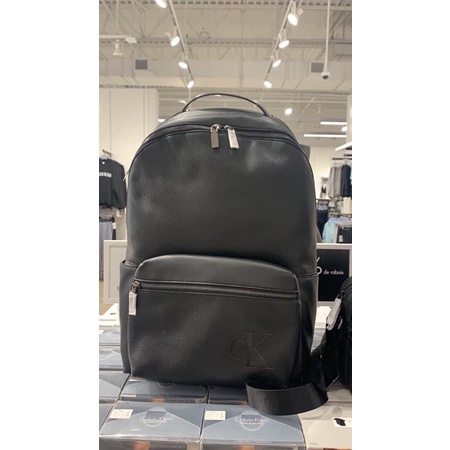 全新真品Calvin Klein CK  經典CK字樣鋼印 經典黑色後背包 電腦包-男款