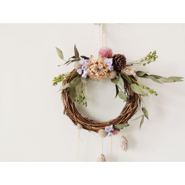 Bobbidi Boo 甜園乾燥花花圈掛飾 乾燥花 乾燥花花圈 牆上裝飾 牆壁裝飾 花圈 乾燥花花束 乾燥花捧花 蝦皮購物