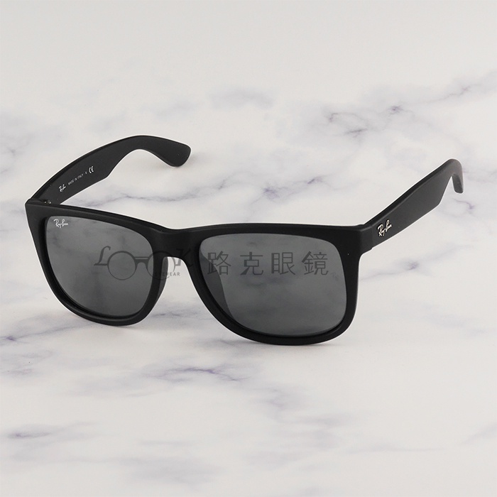 【LOOK路克眼鏡】RayBan雷朋 太陽眼鏡 JUSTIN 黑色 磨砂 灰色水銀 亞洲版 RB4165F 622 6G