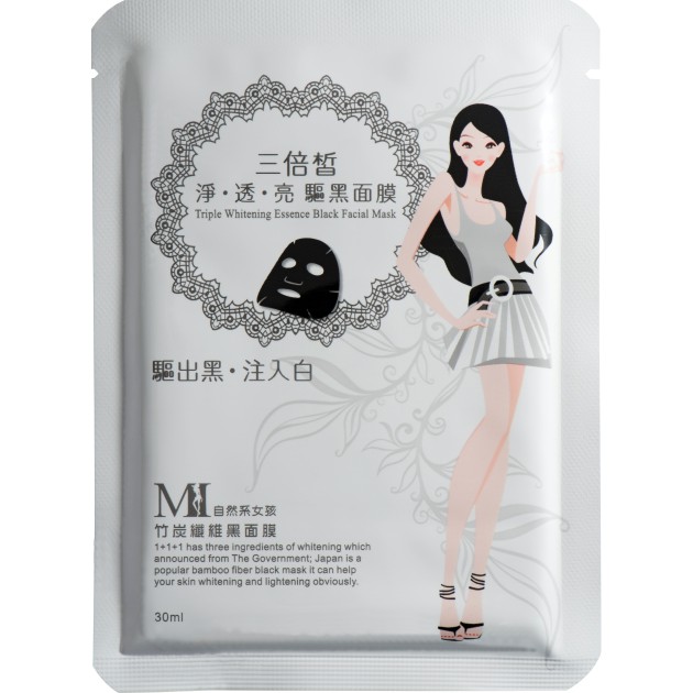 美保 3倍皙淨透亮面膜 自然系女孩：美白黑面膜30ml