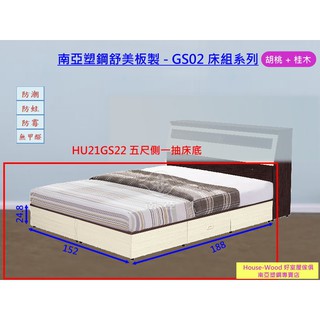 【好室屋傢俱】南亞塑鋼 防霉防蛀 五尺雙人側一抽可收納床底 / 床箱 - GS床組系列 (HU21GS22)