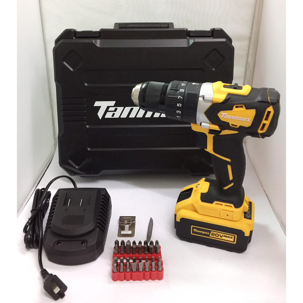 無刷大功率衝擊鑽 Tanmax天邁 20V(21V) 4.0Ah  鋰電充電手電鑽 工業級電動工具螺絲刀  保固半年