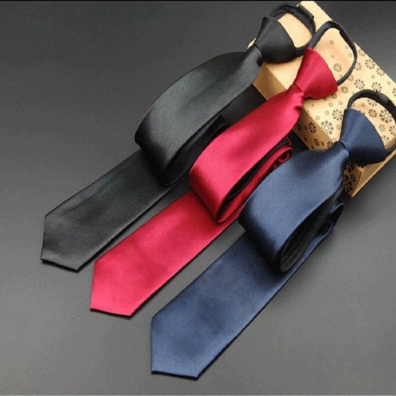 【vivi領帶家族】素面素色學生百搭拉鍊領帶7cm（三色黑色/藍色/紅色）