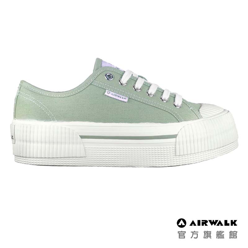AIRWALK 女 都會生活帆布鞋 AW63202 抹茶 厚底 增高 韓版 學生 好穿鞋墊 台灣官方現貨