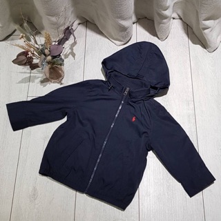 正品Polo Ralph Lauren 深藍百搭 超實穿基本款連帽風衣外套 size 24M
