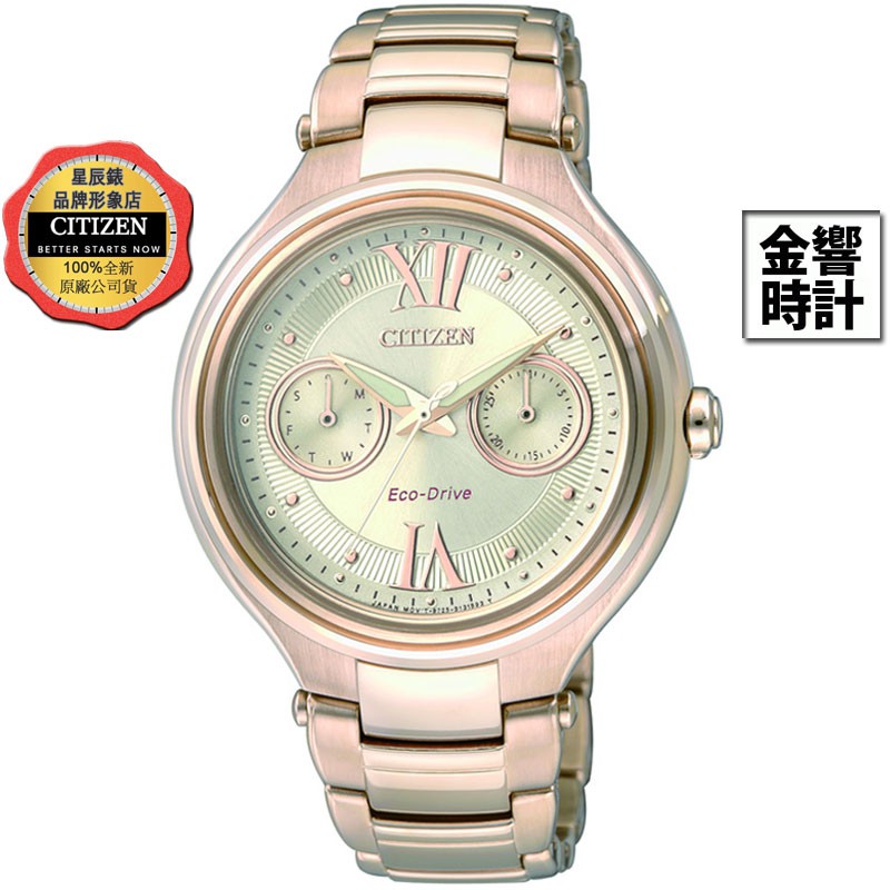 CITIZEN 星辰錶 FD4003-52P,公司貨,L系列,光動能,時尚女錶,星期,日期顯示,藍寶石鏡面,5氣壓防水