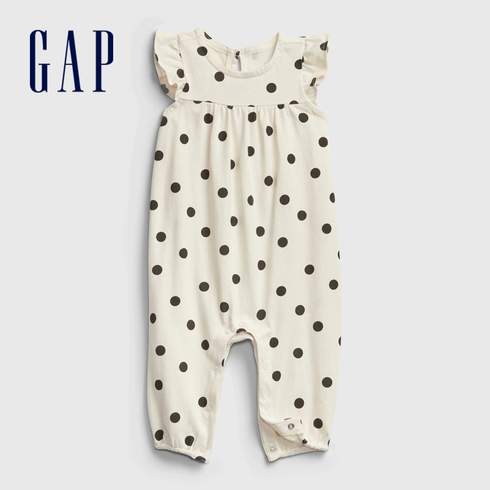 Gap 嬰兒裝 純棉荷葉邊包屁衣-斑點印花(969532)