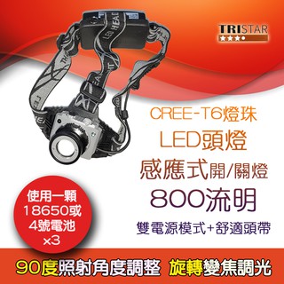 EDS-K1123 愛迪生 感應式 LED頭燈 800流明 無段變焦 射程遠 亮度高 CREE-T6燈珠 舒適頭帶