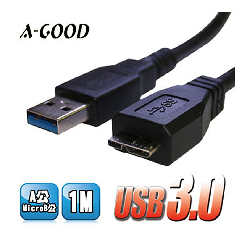 【A-GOOD】USB3.0 A公MicroB公 高速傳輸線 USB延長線-1M