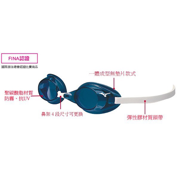 ＊LOVERY＊美津濃MIZUNO SWIM 日本製 競速型無墊片泳鏡 蛙鏡85YA-75000 12藍色現貨