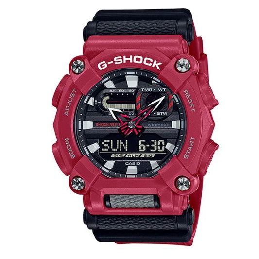 【CASIO】G-SHOCK工業風的設計概念風休閒錶-紅色(GA-900-4A)公司貨