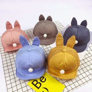 新款圓點兔耳朵貓咪寶寶嬰兒太陽帽遮陽帽網帽 8-20個月【IU貝嬰屋】