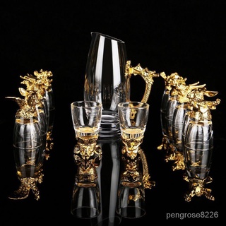 【優選精品】十二生肖白酒具分酒器套裝家用中式玻璃一口杯喝酒復古烈酒杯禮品韓國ins風 Kr5J gz0K