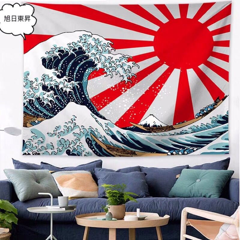 日本神奈川海浪系列掛布背景布掛毯家居家飾桌布浮世繪神奈川神奈川沖浪裏 蝦皮購物