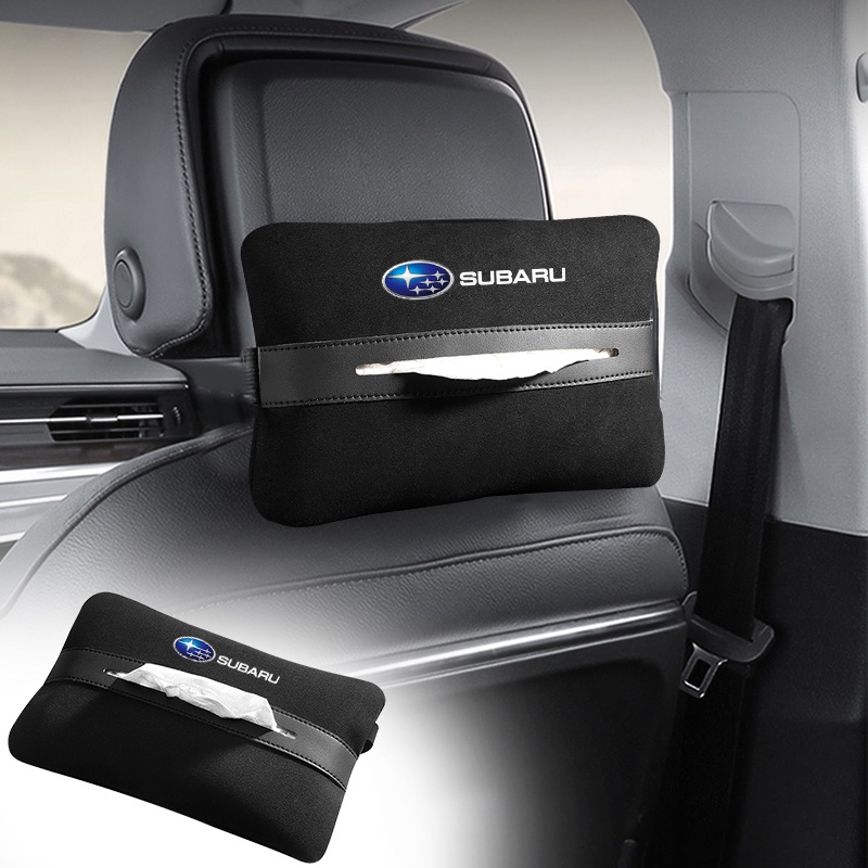 對於 Subaru 汽車安裝紙巾盒絨面革皮革汽車紙巾袋懸掛遮陽板座椅靠背收納袋適合斯巴魯 Impreza WRX STI
