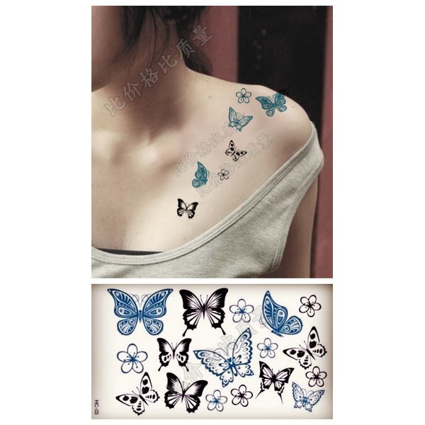 韓國防水蝴蝶 -纹身贴男女、假刺青贴纸-紋身貼 、小皇冠、紋身貼紙、防水男女、手指小圖-十字