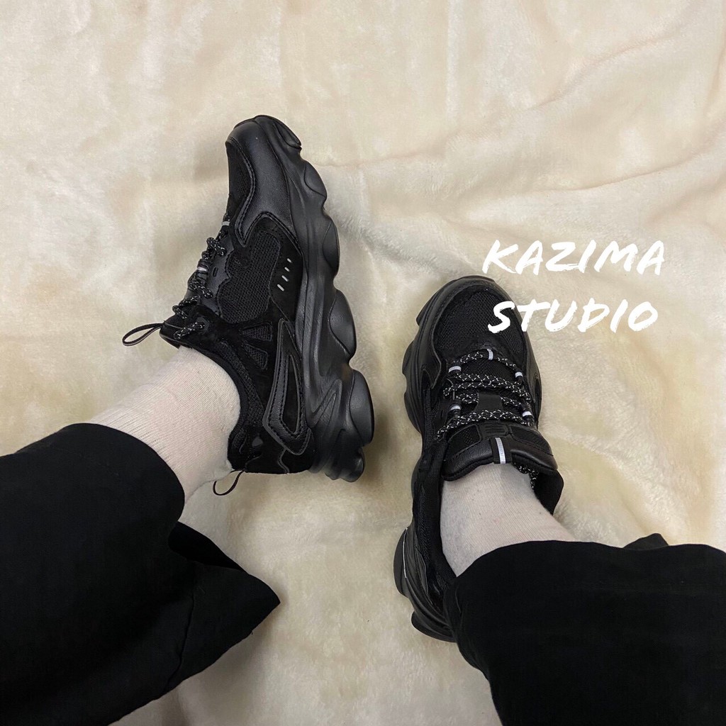 Kazima｜FILA Skipper 老爹鞋 慢跑鞋 球鞋 布鞋 黑色 黑 全黑 黑鞋 跑鞋 增高鞋 黑布鞋 中性鞋
