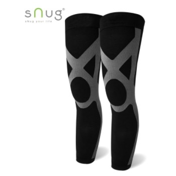 SNUG 運動壓縮全腿套- 止滑款 x 低敏矽膠 x 漸進式壓力設計 - 黑灰