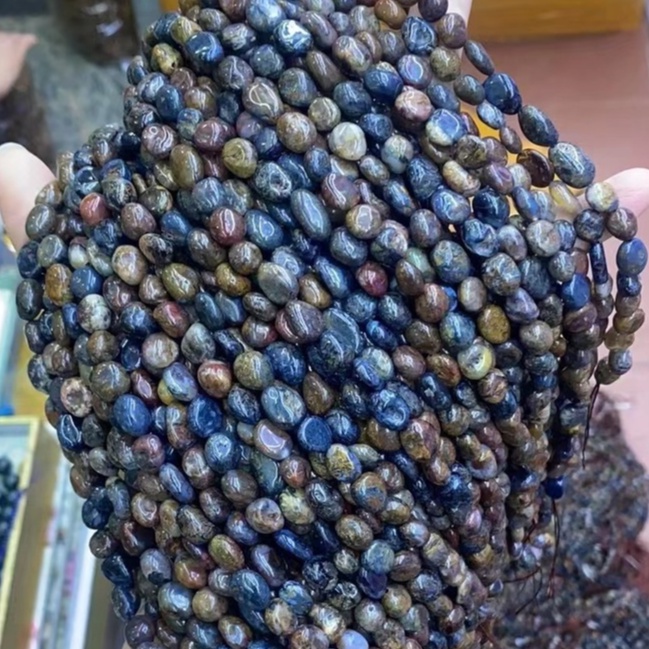 天然彼得石 隨形 條珠 藍彼得石 原石 不定型  半成品 串珠 彼得石 暴風雨寶石 不定形 隨型 手鍊散珠