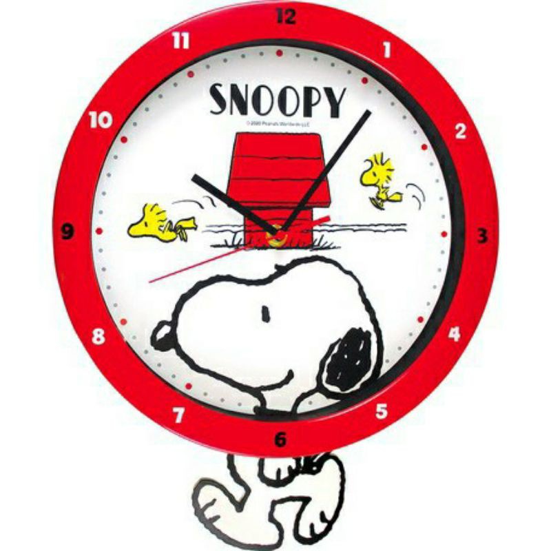 免運 正版現貨 日本品牌正版 史努比 SNOOPY  搖擺時鐘 造型時鐘 壁掛時鐘 時鐘 禮物 交換禮物  史努比時鐘