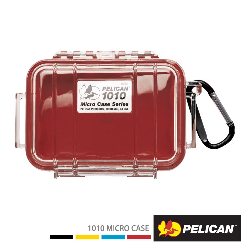 PELICAN 派力肯 1010 Micro Case 微型防水氣密箱-透明 紅色 廠商直送