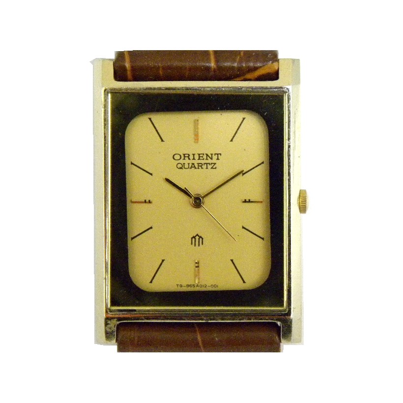 [專業模型] 石英錶 [ORIENT B650A01] 東方霸王  方形-石英錶[金色面]超薄[錶厚5mm]中性/潮錶