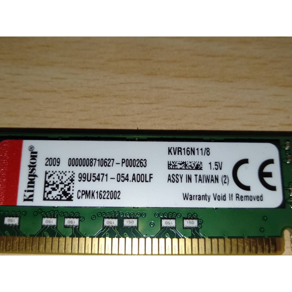 二手 金士頓 Kingston DDR3-8GB  KVR16N11/8 終保桌機雙面記憶體(窄版)