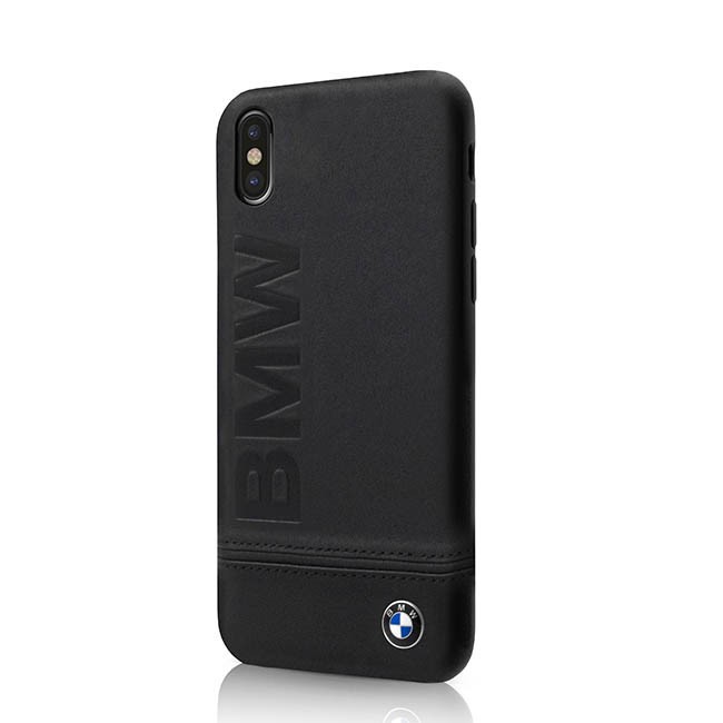 正版公司貨『 BMW iPhone X 真皮正面銘刻背蓋 黑色 』iPhone 10/寶馬原廠官方授權背蓋保護殼保護皮套