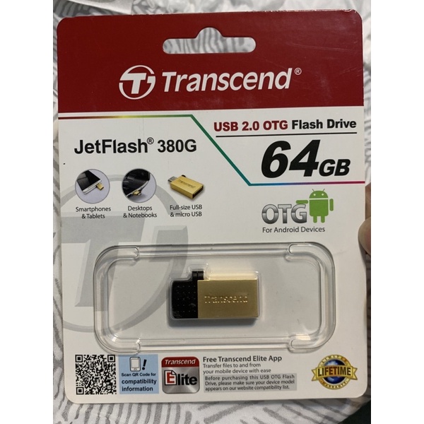 創見Transcend JetFlash 380G 64GB USB 2.0 OTG 隨身碟