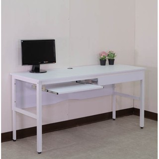 160防潑水環保工作桌(附鍵盤架+抽屜) 電腦桌 書桌 辦公桌 穩固不搖晃 型號DE1606-K-DR