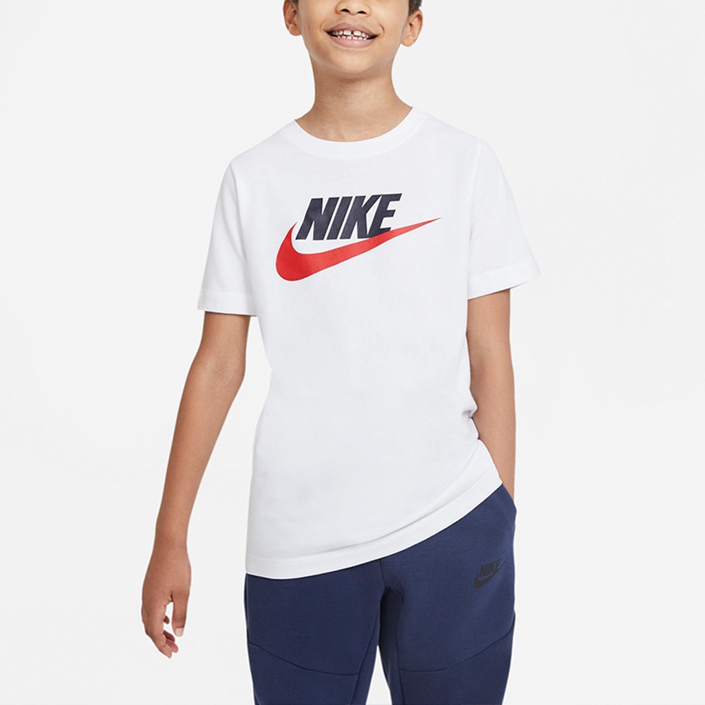 NIKE 耐吉2205大童上衣 男童短袖上衣 B NSW TEE FUTURA ICON TD 白 AR5252107