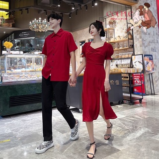 【COUPLE】情侶裝你衣我裙2022新款夏季襯衫裙子海邊度假高顏值