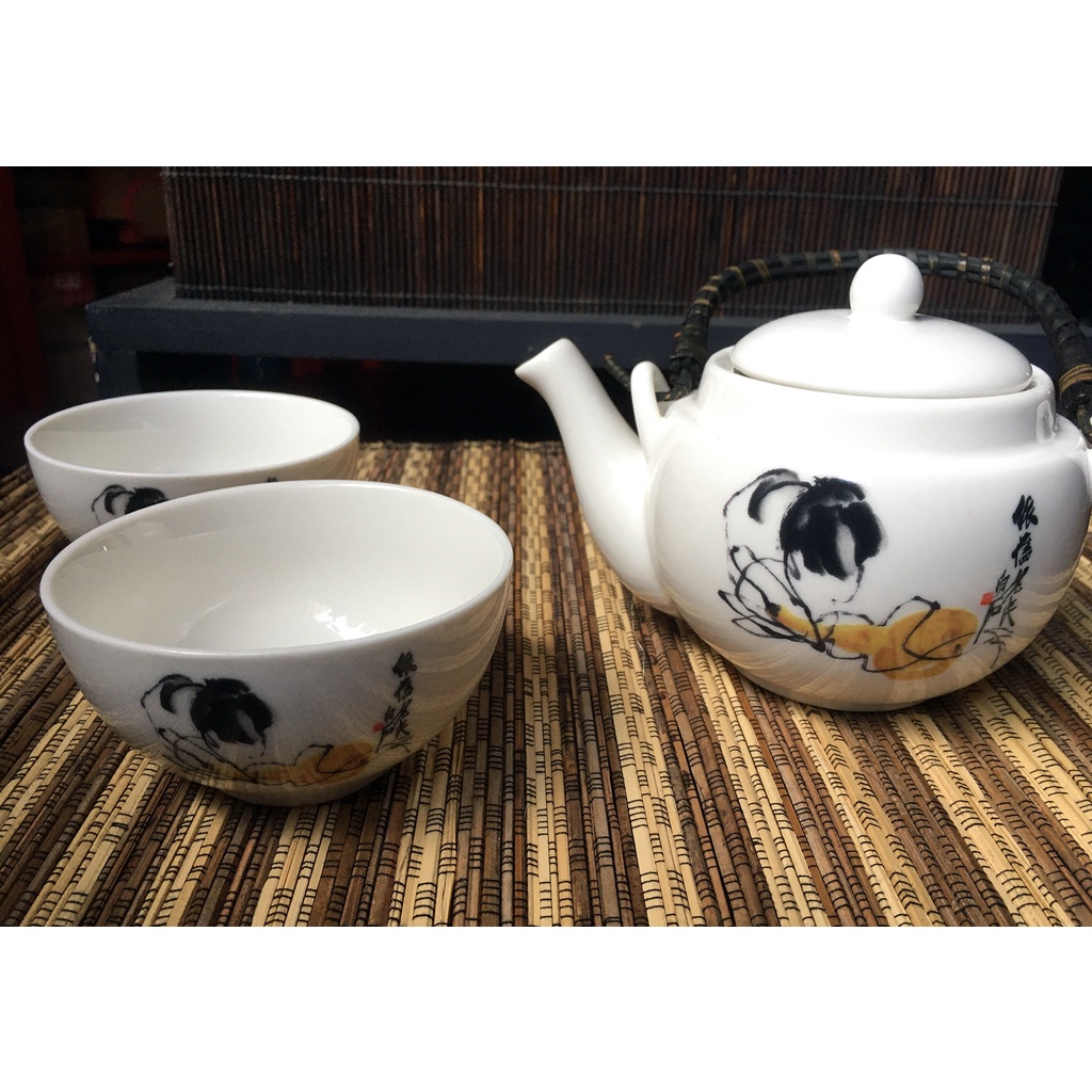 齊白石茶壺 如意藤把 一壺兩杯＋濾網 茶具 泡茶