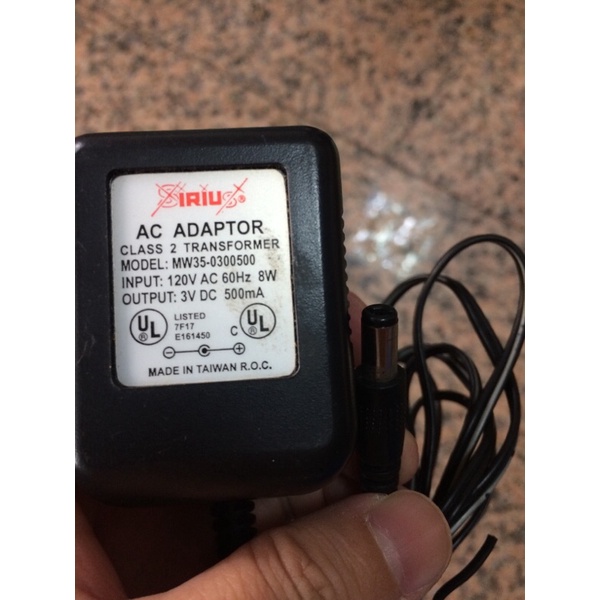 SIRIUS AC ADAPTOR 3V DC 500mA 電源器 變壓器 MADE IN TAIWAN