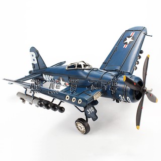 [在臺現貨-鐵製] 二戰美軍 F4U 海盜戰鬥機 F-4U 航母艦載機 復古 鐵皮 飛機模型
