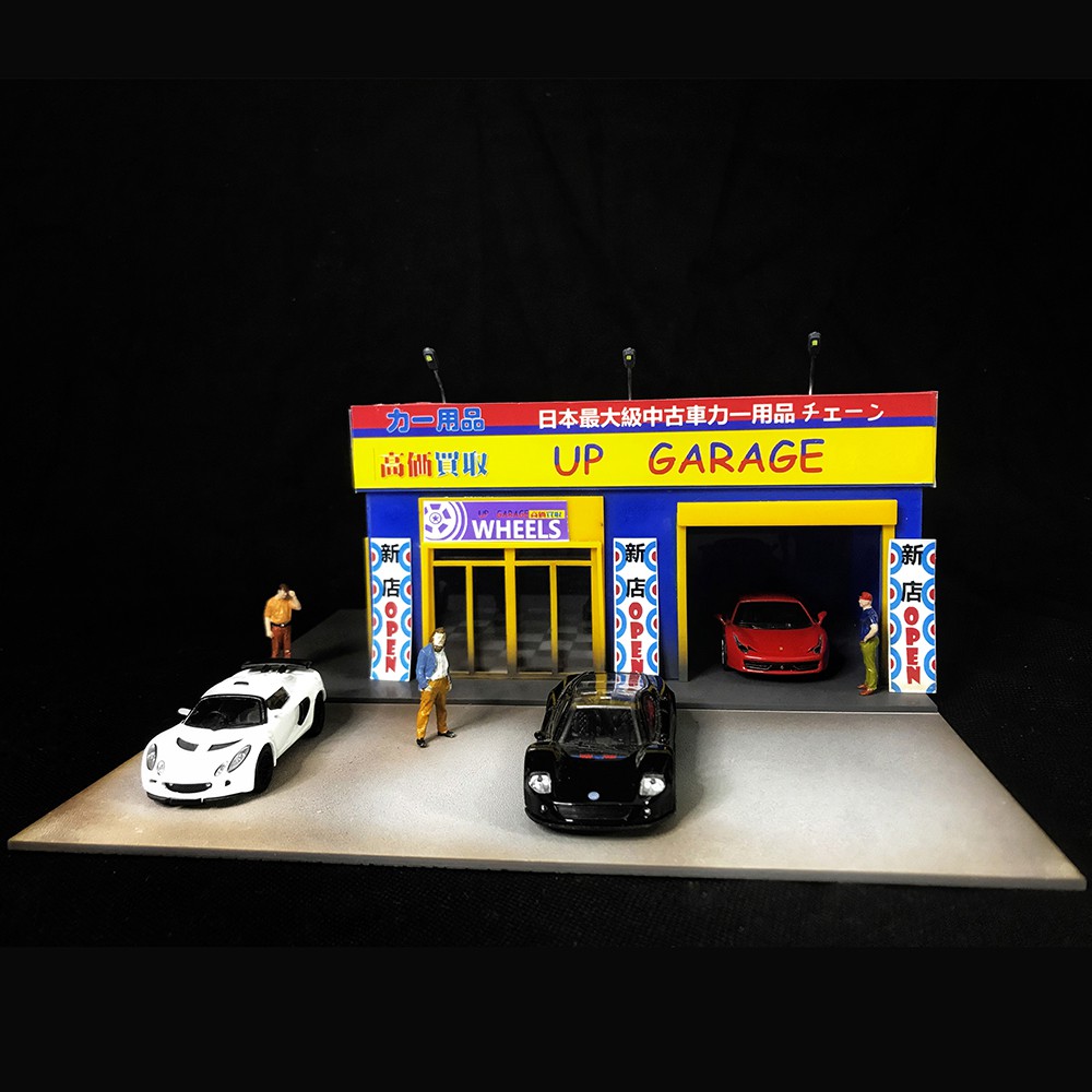 1 64 車模場景日本中古車房up Garage 模型展示led燈光usb接口不包含車子七夕禮物 蝦皮購物