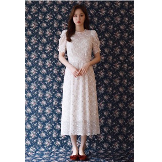 Miss Chen 正韓代購 東大門女裝 刺繡蕾絲雪紡長洋裝 S.M