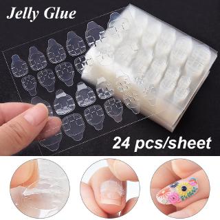 10/20 張 DIY 指甲尖透明雙面自粘貼紙果凍膠防水假藝術膠粘合劑