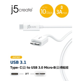 【3CTOWN】含稅 j5 creat JUCX07 USB3.1 Type-C公對Micro-B公3A 60W 傳輸線