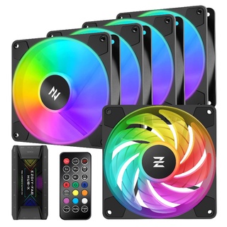 EZDIY-FAB RGB120mm電腦散熱風扇，5V 3PIN主機板同步，高性能且智慧溫控靜音，黑色散熱風扇-5顆&1顆