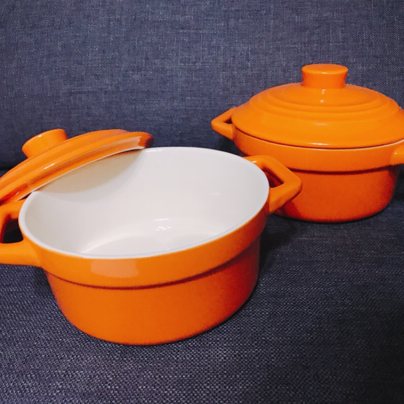 兩只合售🍊永豐金橘色法式烘焙湯盅 全新盒裝