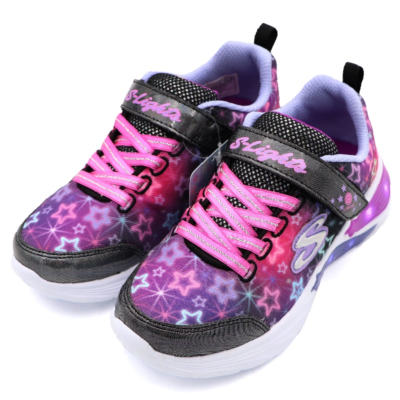 SKECHERS S LIGHTS 燈鞋 炫彩燈鞋 中大童 星星 紫 R8387(302324LBKMT)