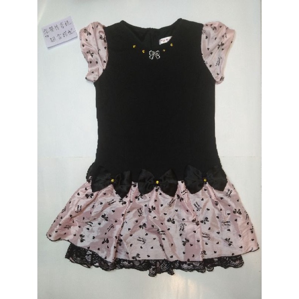 【八九成新】黑色上半身粉色裙子蓬蓬袖連身蓬蓬裙 童裝 YOYO &amp; NANA 15號