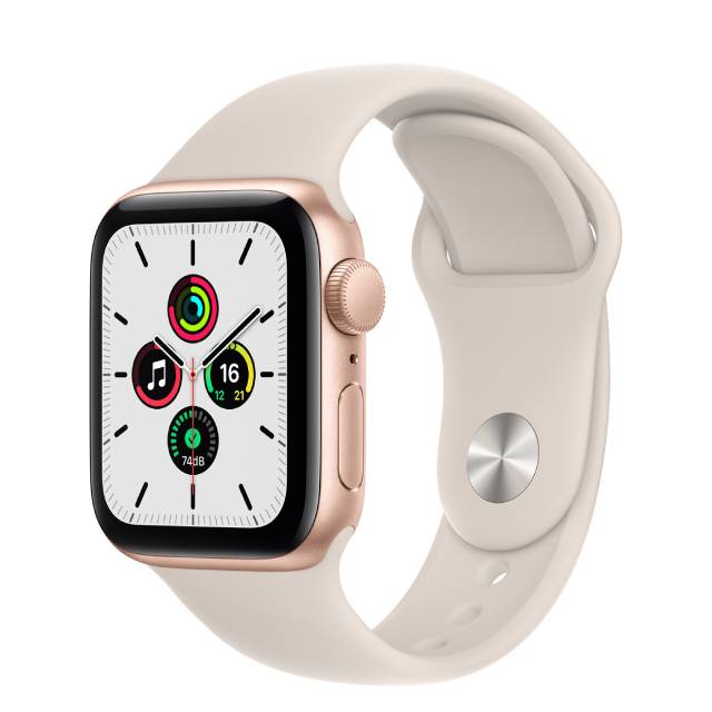 Apple Watch SE GPS ，44mm 金色鋁金屬錶殼 搭星光色運動錶帶 _ 台灣公司貨