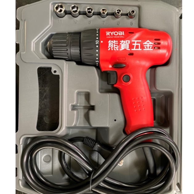 熊賀五金 附發票 RYOBI FDD1010KT 三分電鑽 3/8"自動夾頭 正反轉 電鑽 插電電鑽 3/8電鑽 鑽尾組