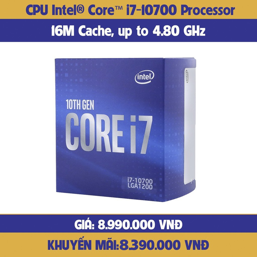 Cpu Intel Core i7 10700(2.9GHz 渦輪高達 4.8GHz,全盒正品