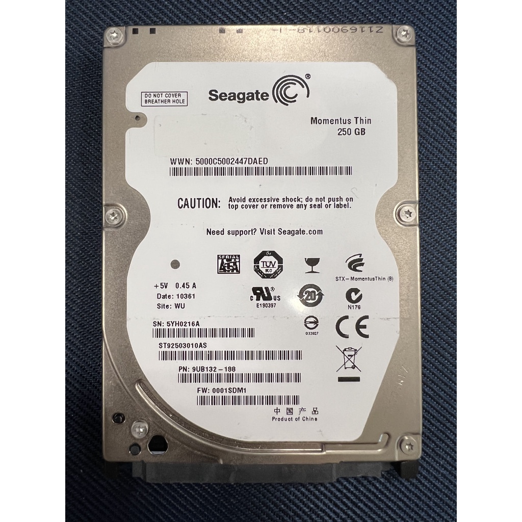 二手出清 Seagate 2.5吋 250G 硬碟