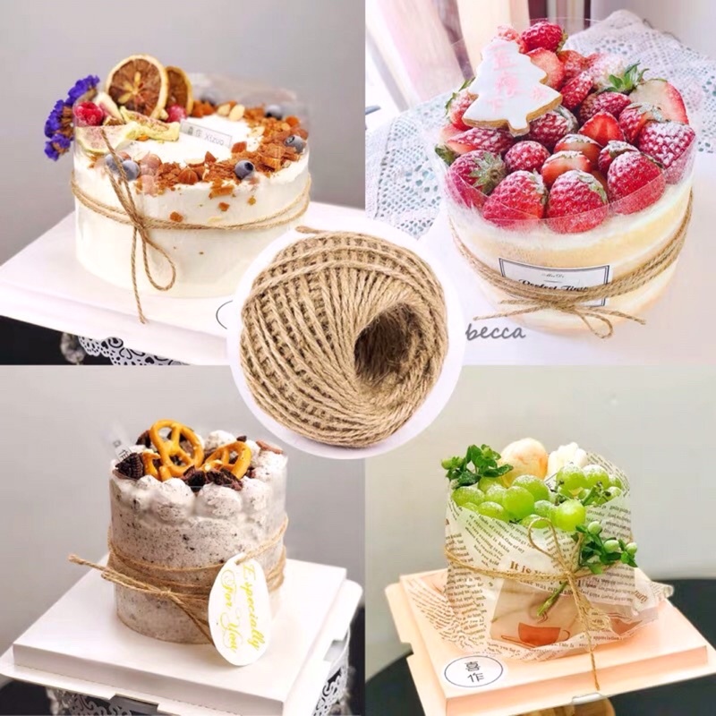 50m 2mm 優質麻繩絲帶派對裝飾 DIY 蝴蝶結蛋糕裝飾