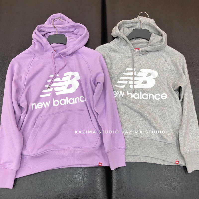 Kazima New Balance NB 大Logo 帽T 連帽T 連帽上衣 長袖上衣 粉紫 紫 紫色 灰 灰色 淺灰